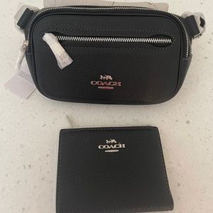Coach Black Leather Beltbag and Wallet